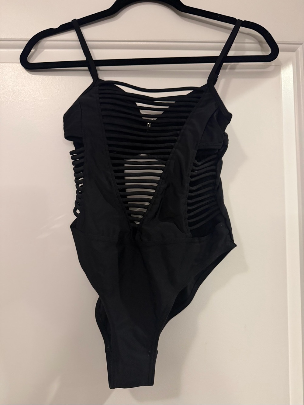 Black Strappy One-Piece Swimsuit